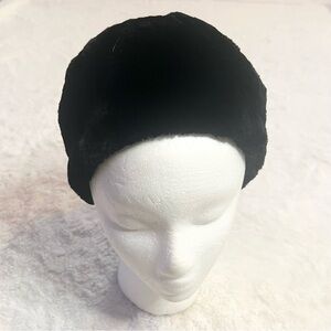 Vintage Claire Of Cameo New York  Black Mink Fur Womens Warm Winter Pillbox Hat